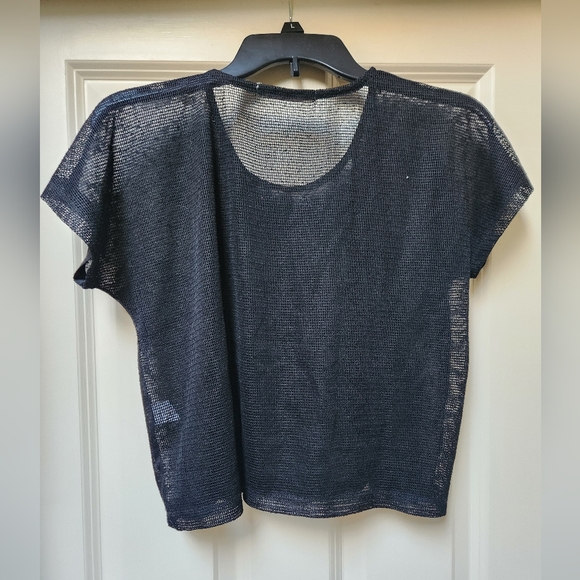 Vintage Havana Tops - Vintage Havana Black Sheer Women's Cropped Top, Large